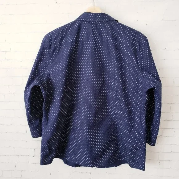 L.L. Bean Womens Top Size XL Navy Blue Print 3/4 Sleeves Button Up Wrinkle Free - Picture 3 of 5